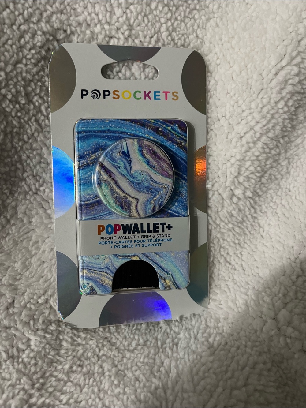 PopSocket PopWallet+ Marble Swirl Design in Blue and Purple